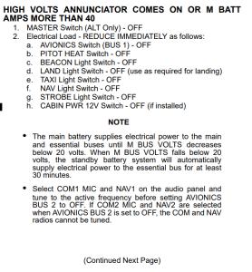 HIGH VOLTS ANNUNCIATOR OR M BATT AMPS MORE THAN 40